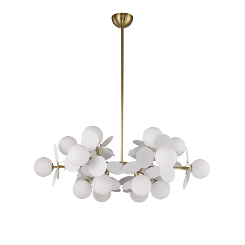Lampa wisząca / żyrandol szklany designerski Chic VI 90cm biało-złoty Step Into Design