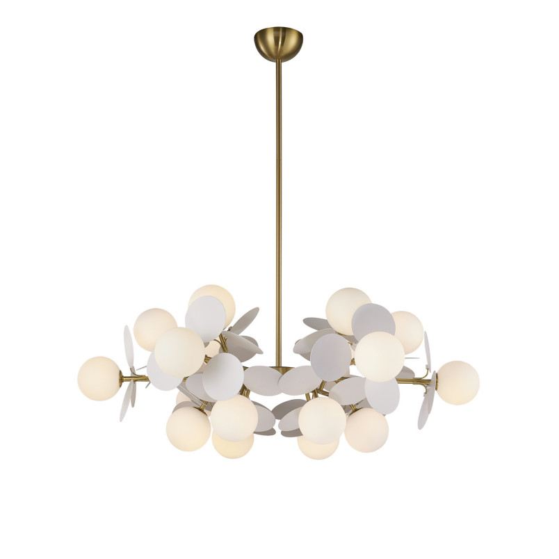 Lampa wisząca / żyrandol szklany designerski Chic VI 90cm biało-złoty Step Into Design
