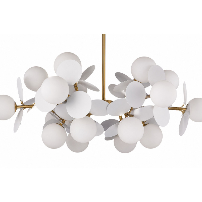 Lampa wisząca / żyrandol szklany designerski Chic VI 90cm biało-złoty Step Into Design