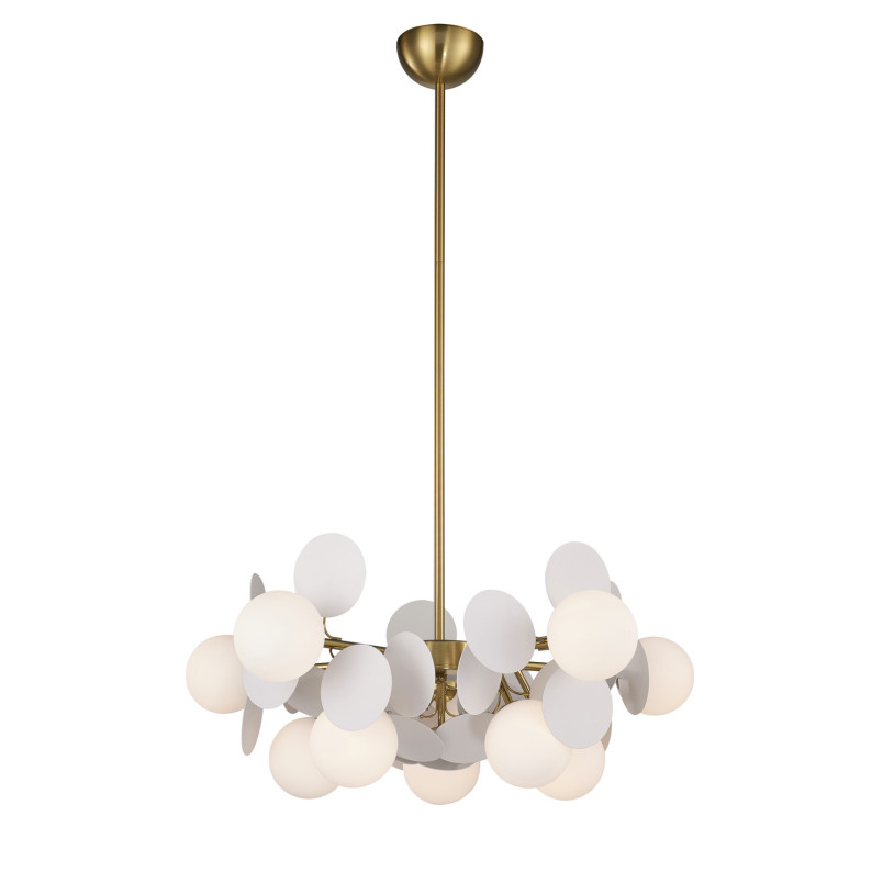 Lampa wisząca / żyrandol szklany designerski Chic V 65cm biało-złoty Step Into Design
