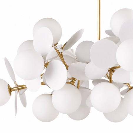 Lampa wisząca / żyrandol szklany designerski Chic V 65cm biało-złoty Step Into Design