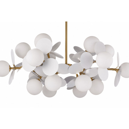Lampa wisząca / żyrandol szklany designerski Chic V 65cm biało-złoty Step Into Design