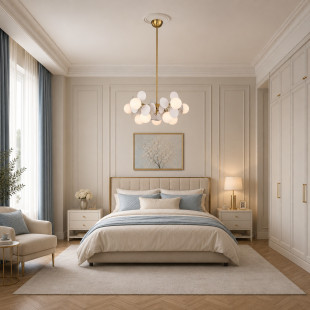 Lampa wisząca / żyrandol szklany designerski Chic V 65cm biało-złoty Step Into Design