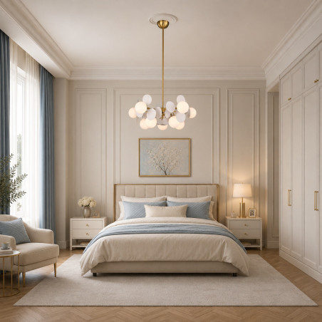 Lampa wisząca / żyrandol szklany designerski Chic V 65cm biało-złoty Step Into Design