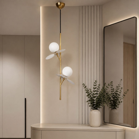 Lampa wisząca szklana designerska Chic II 26cm biało-złoty Step Into Design