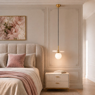 Lampa wisząca szklana designerska Chic 20cm biało-złoty Step Into Design