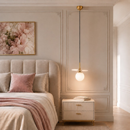 Lampa wisząca szklana designerska Chic 20cm biało-złoty Step Into Design
