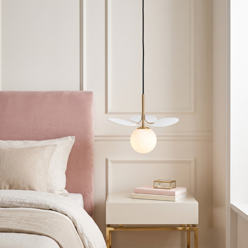 Lampa wisząca szklana designerska Chic 20cm biało-złoty Step Into Design