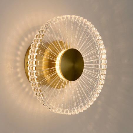 Kinkiet okrągły glamour Sunblast LED 20cm przeźroczysto-złoty Step Into Design