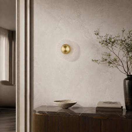 Kinkiet okrągły glamour Sunblast LED 20cm przeźroczysto-złoty Step Into Design