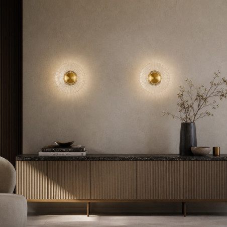 Kinkiet okrągły glamour Sunblast LED 20cm przeźroczysto-złoty Step Into Design