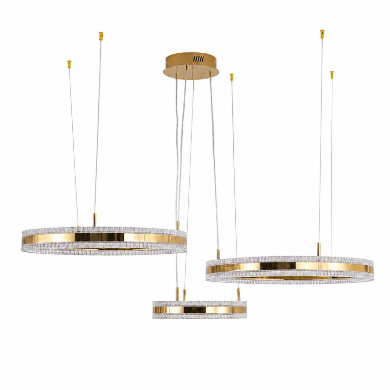 Lampa wisząca 3 okręgi kryształowe Arkadia 40/60/80cm złoty połysk Step Into Design