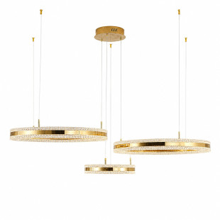 Lampa wisząca 3 okręgi kryształowe Arkadia 40/60/80cm złoty połysk Step Into Design