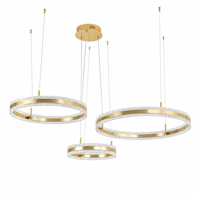 Lampa wisząca 3 okręgi kryształowe Arkadia 40/60/80cm złoty połysk Step Into Design