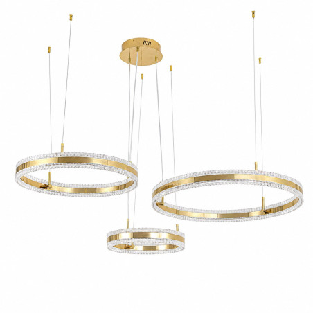Lampa wisząca 3 okręgi kryształowe Arkadia 40/60/80cm złoty połysk Step Into Design
