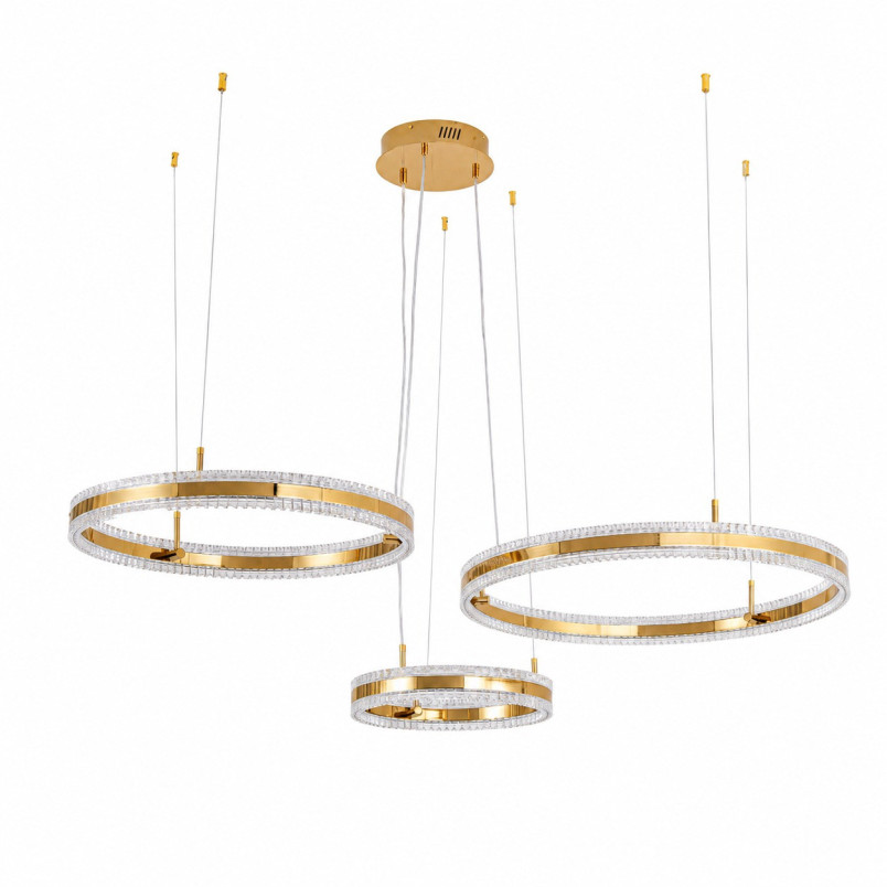 Lampa wisząca 3 okręgi kryształowe Arkadia 40/60/80cm złoty połysk Step Into Design