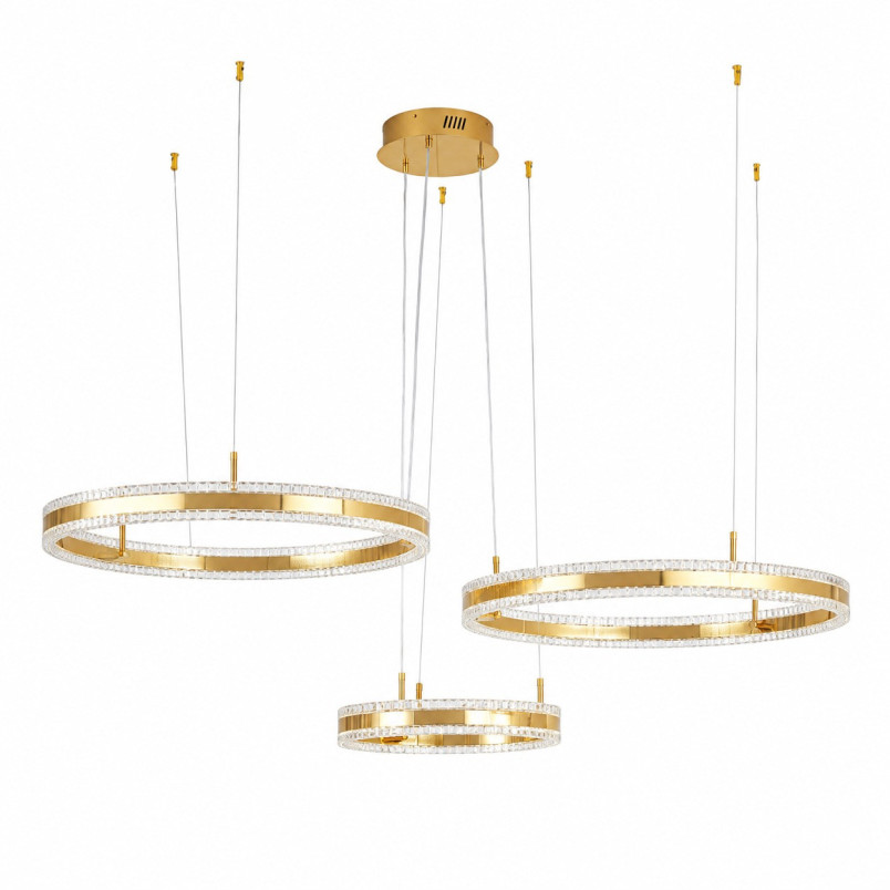 Lampa wisząca 3 okręgi kryształowe Arkadia 40/60/80cm złoty połysk Step Into Design