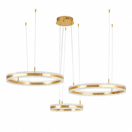 Lampa wisząca 3 okręgi kryształowe Arkadia 40/60/80cm złoty połysk Step Into Design