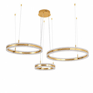 Lampa wisząca 3 okręgi kryształowe Arkadia 40/60/80cm złoty połysk Step Into Design