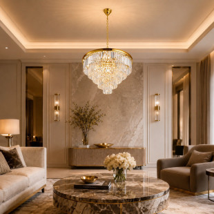 Lampa wisząca kryształowa glamour Splendore 80cm przezroczysty / złoty Step Into Design