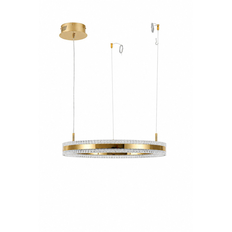 Lampa wisząca okrągła kryształowa Arkadia 60cm złoty połysk Step Into Design