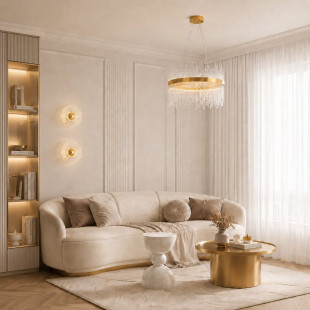 Lampa wisząca szklana glamour Hestia 60cm przeźroczysto-złota Step Into Design