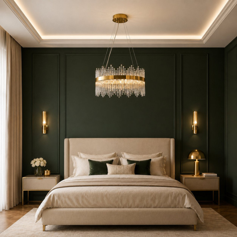 Lampa wisząca szklana glamour Hestia 60cm przeźroczysto-złota Step Into Design