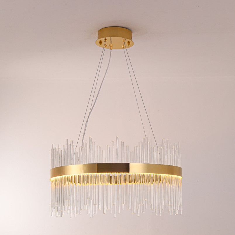 Lampa wisząca szklana glamour Hestia 60cm przeźroczysto-złota Step Into Design