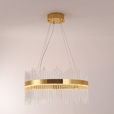 Lampa wisząca szklana glamour Hestia 60cm przeźroczysto-złota Step Into Design