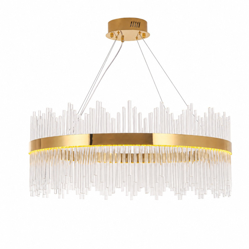 Lampa wisząca szklana glamour Hestia 80cm przeźroczysto-złota Step Into Design
