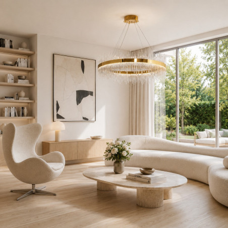 Lampa wisząca szklana glamour Hestia 80cm przeźroczysto-złota Step Into Design