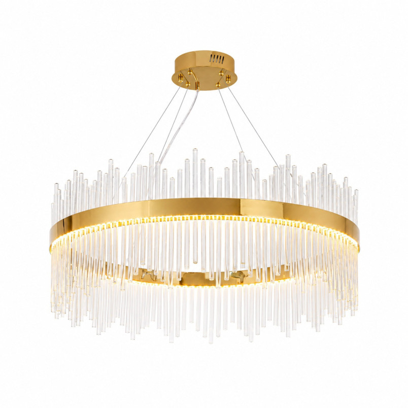 Lampa wisząca szklana glamour Hestia 80cm przeźroczysto-złota Step Into Design