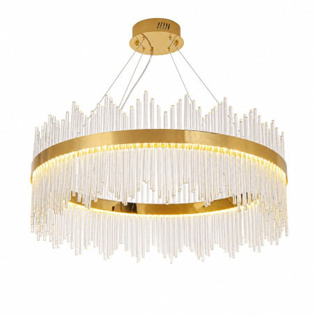 Lampa wisząca szklana glamour Hestia 80cm przeźroczysto-złota Step Into Design