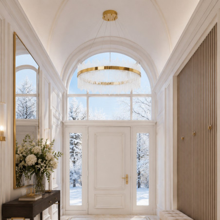 Lampa wisząca szklana glamour Hestia 100cm przeźroczysto-złota Step Into Design
