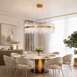 Lampa wisząca szklana glamour Hestia 100cm przeźroczysto-złota Step Into Design