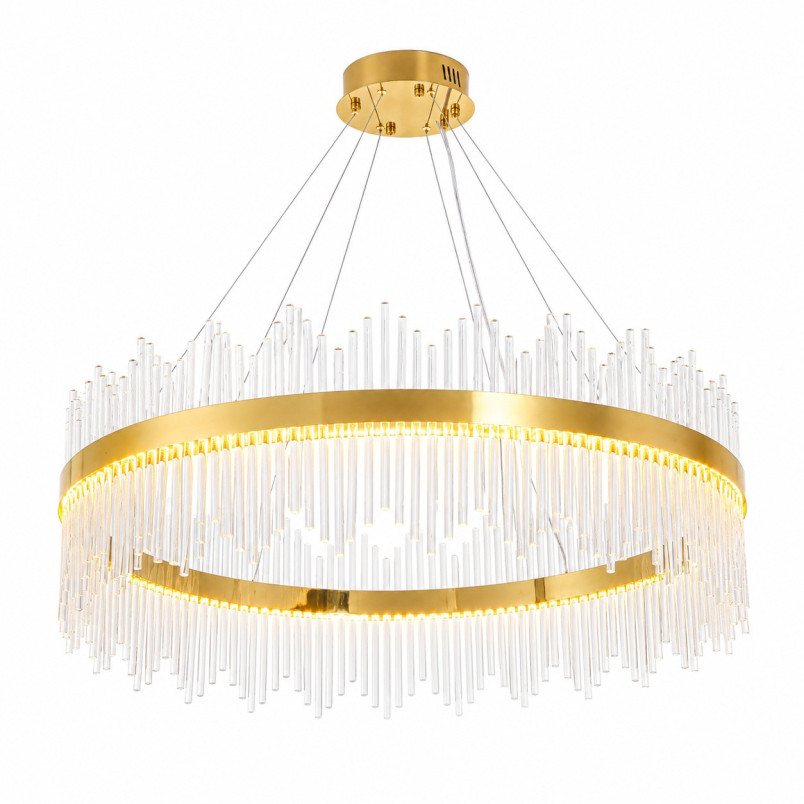 Lampa wisząca szklana glamour Hestia 100cm przeźroczysto-złota Step Into Design
