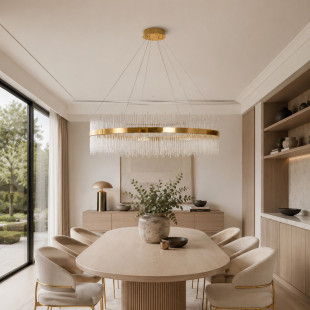Lampa wisząca szklana glamour Hestia 120cm przeźroczysto-złota Step Into Design