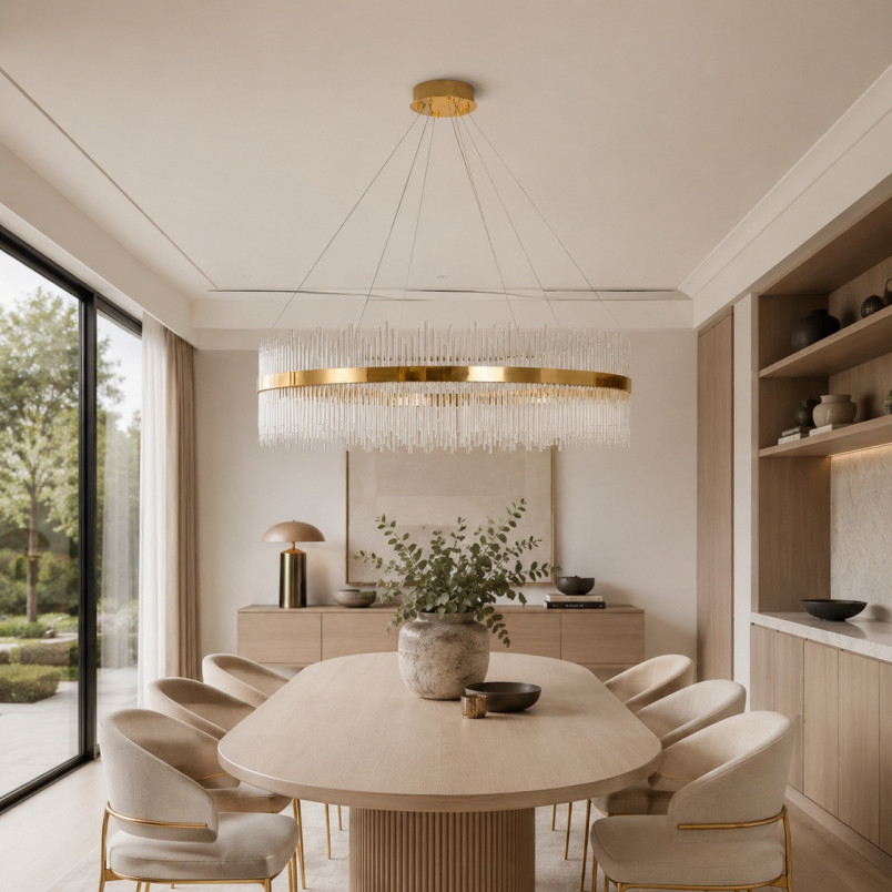 Lampa wisząca szklana glamour Hestia 120cm przeźroczysto-złota Step Into Design