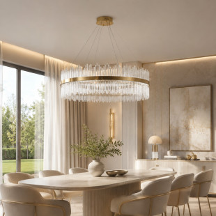 Lampa wisząca szklana glamour Hestia 120cm przeźroczysto-złota Step Into Design