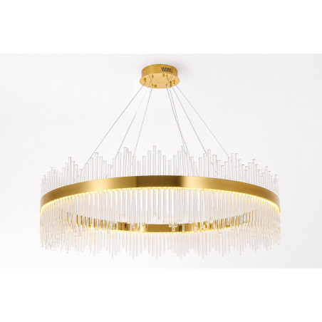 Lampa wisząca szklana glamour Hestia 120cm przeźroczysto-złota Step Into Design