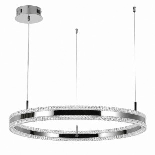 Lampa wisząca okrągła kryształowa Arkadia 80cm tytanowa Step Into Design