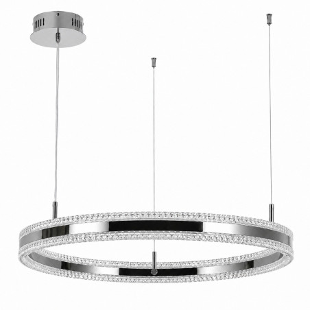 Lampa wisząca okrągła kryształowa Arkadia 80cm tytanowa Step Into Design