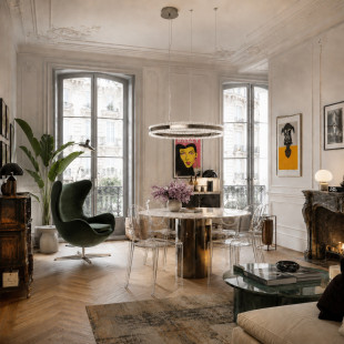 Lampa wisząca okrągła kryształowa Arkadia 80cm tytanowa Step Into Design