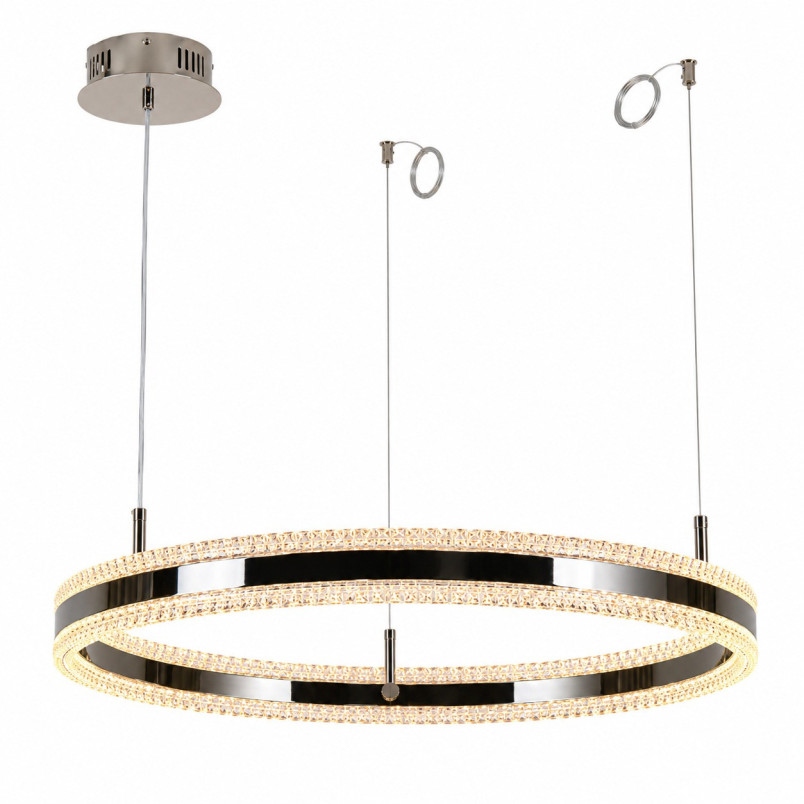 Lampa wisząca okrągła kryształowa Arkadia 80cm tytanowa Step Into Design