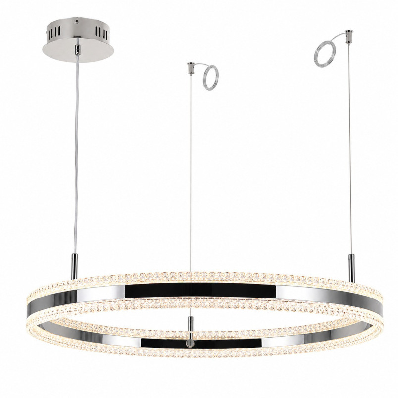 Lampa wisząca okrągła kryształowa Arkadia 80cm tytanowa Step Into Design