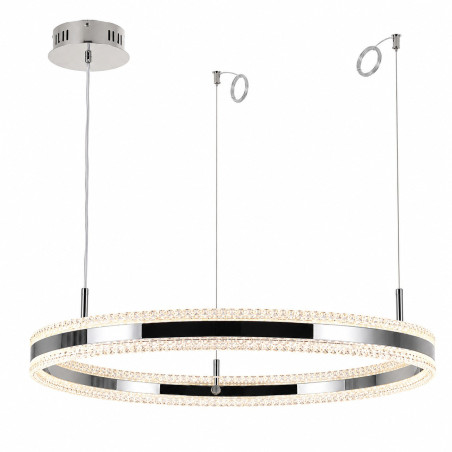 Lampa wisząca okrągła kryształowa Arkadia 80cm tytanowa Step Into Design