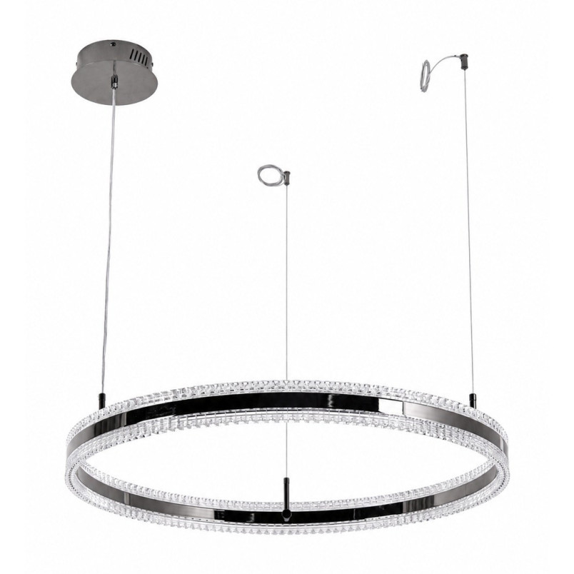 Lampa wisząca okrągła kryształowa Arkadia 80cm tytanowa Step Into Design