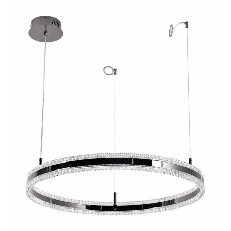 Lampa wisząca okrągła kryształowa Arkadia 80cm tytanowa Step Into Design