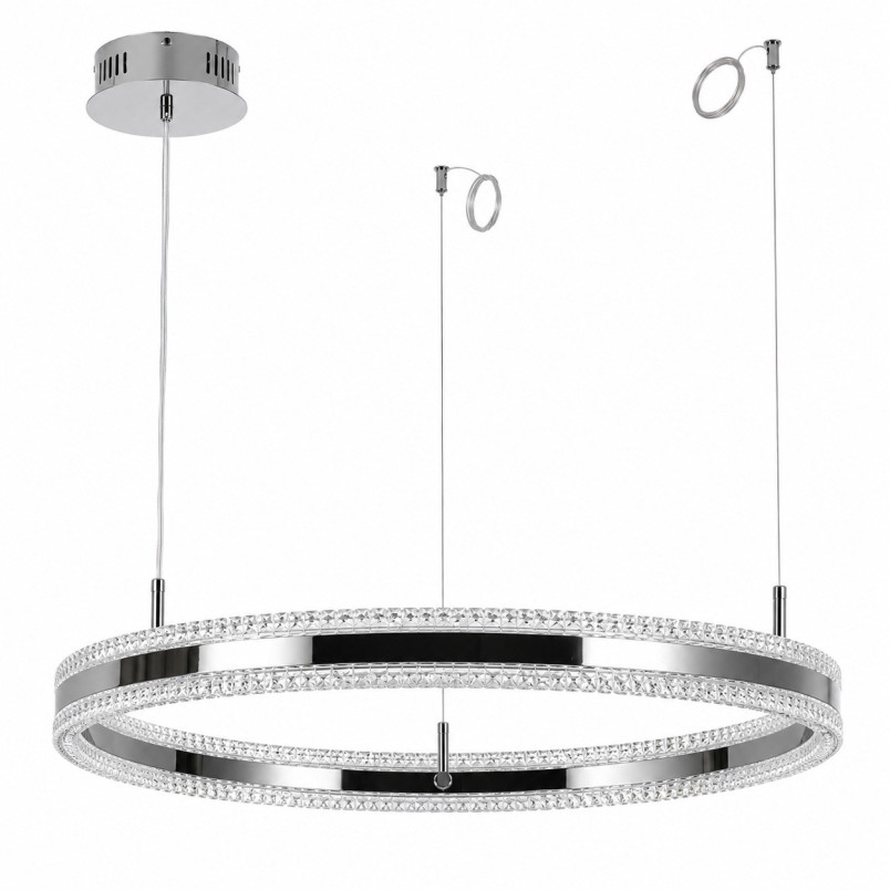 Lampa wisząca okrągła kryształowa Arkadia 80cm tytanowa Step Into Design
