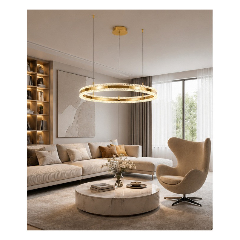 Lampa wisząca okrągła kryształowa Arkadia 80cm złoty połysk Step Into Design